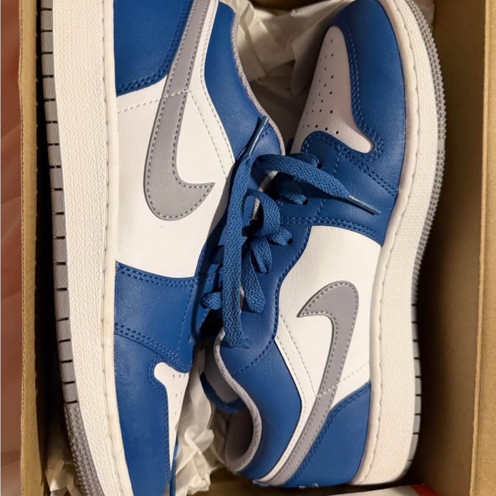 Men's Blue and White Low-Top Sneakers